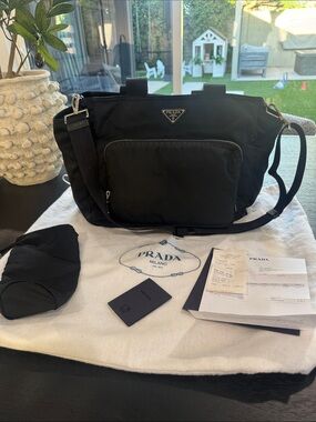 Prada Black Nylon diaper bag or Messenger Bag